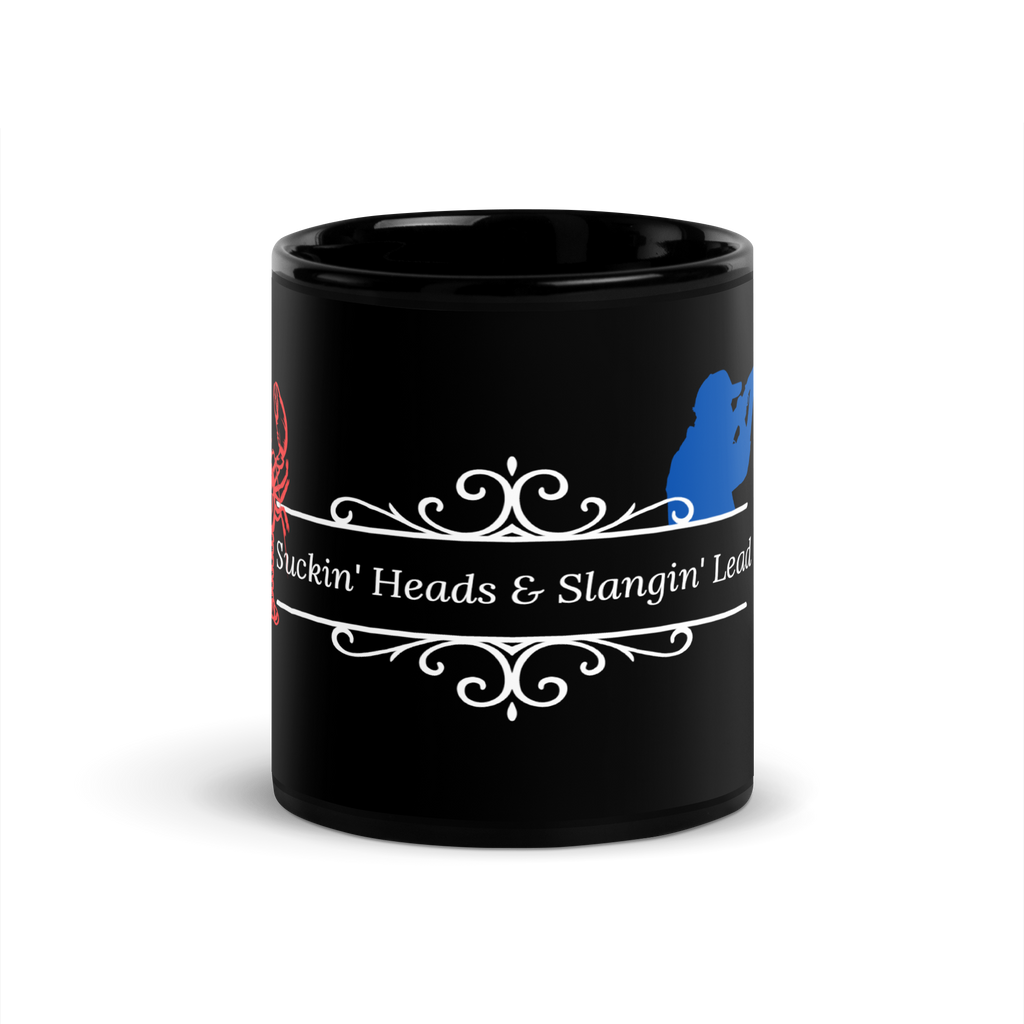 Caddo River Clothing Co. Suckin' Heads & Slangin' Lead Black Glossy Mug