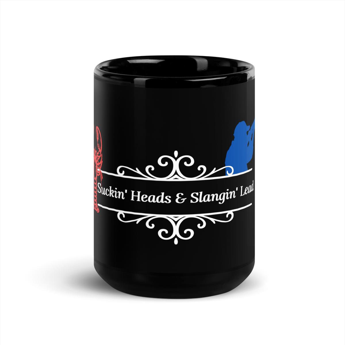 Caddo River Clothing Co. Suckin' Heads & Slangin' Lead Black Glossy Mug